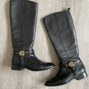 Tory Burch Black Leather Riding Boots - Size 8.5